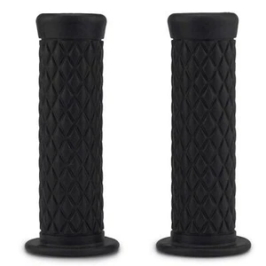 For Retro Motorcycle Black Handlebar Grips Diamond Pattern 22mm - Bild 1 von 6