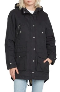 VOLCOM W's WALK ON By 5K Fleece Lined Hooded Parka Jacket Coat B1732050 Black XL - Bild 1 von 6