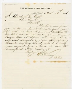 1856 American Exchange Bank Briefkopf an Ulster Bank NY - Finanzwarnung - Bild 1 von 2