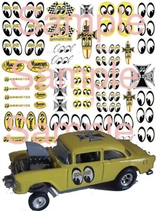 1/64 EYEBALLS WATER-SLIDE DECALS FOR HOT WHEELS, MATCHBOX, SLOT CAR: - Picture 1 of 10