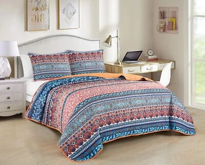 Chezmoi Collection Shore Bohemian Floral Medallion Printed Microfiber Quilt Set - Image 1 of 4