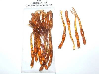 20 x GLITTER EARTH WORM LURE 80mm HOOK BOAT BEACH FISHING TROUT DROP SHOT  — 第 1/3 张图片