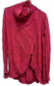 Ivivva Lululemon Girl Cardigan Size 12 Pink Pointelle Knit Wrap Style Barbiecore - Picture 1 of 9