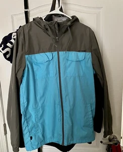 Oakley Men's Lightweight Hooded Rain Jacket Size Medium Blue Gray Color Block - Picture 1 of 7
