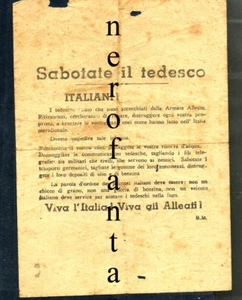 2a guerra-Sabotate il tedesco-Volantino per l'arrivo degli alleati 1944 RARO - Imagen 1 de 2
