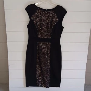 London Style Collection Womens Petite Lace Sheath Dress Sleeveless Black Size 6P - Picture 1 of 8