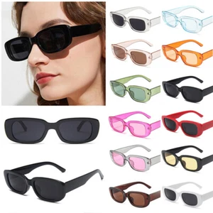 Unisex Fashion Small Frame Sunglasses Colorful Rectangle Glasses Shades Goggles - Picture 1 of 35
