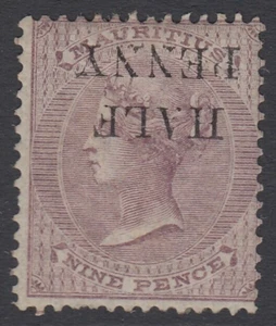 SG 76a Mauritius 1876. ½d on 9d purple, surcharge inverted. Mounted mint... - Picture 1 of 1