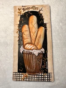 Signed Kate McRostie 3D Baguette Resin Stone Wall Plaque French Country Bakery - Picture 1 of 6