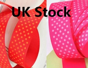 UK-Verkäufer 1 Zoll (25 mm) Weihnachtsgeschenkpapier Kunsthandwerk Ripsband getupft - Bild 1 von 3