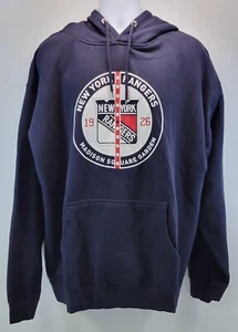 N) Felpa con cappuccio WeBleedBlue uomo New York Rangers centro hockey su ghiaccio blu navy 2XL - Foto 1 di 8