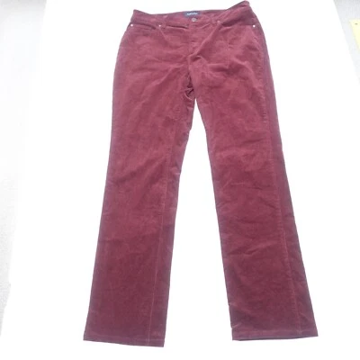 Charter Club Lexington Corduroy Pants Women's 8 Burgundy 5-Pockets Straight Leg - Image 1 of 4