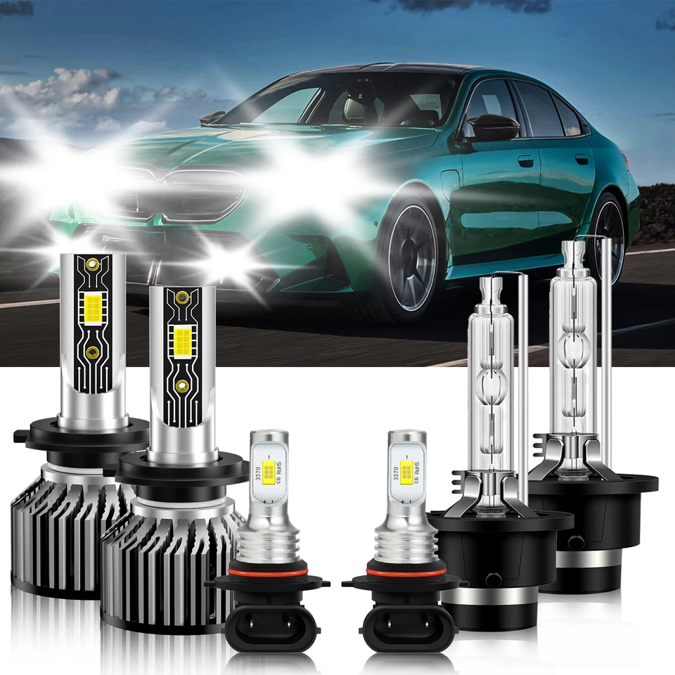 Para BMW M5 2000-2007 HID LED Faro Bombilla Alto Bajo + Kit Luz Antiniebla 6500K Blanco Foto 1 de 4