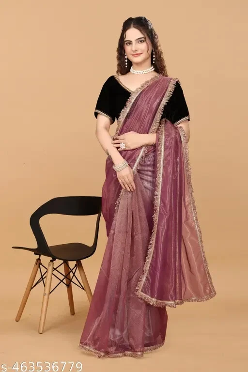 Sari de red para mujer con pieza de blusa separada Foto 1 de 1