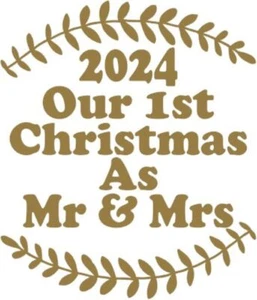 Our 1st Christmas As - MR & MRS - Self Adhesive Vinyl Decal For Bauble - Picture 1 of 5