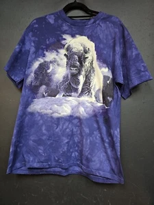 Vintage 1990s The Mountain T Shirt Bison All Over Print Tie Dye Native American  - Bild 1 von 3