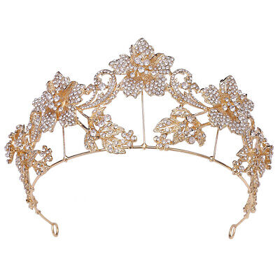 7.2cm Cristallo Alto Grandi Fiori Nozze Prom Diadema Principessa Regina Corona 8 COLORI • 21.22€