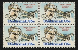 US 1980 #C100 Glenn Curtiss Aviation Pioneer 35c Air Mail Block of 4 Mint MNH - Picture 1 of 2