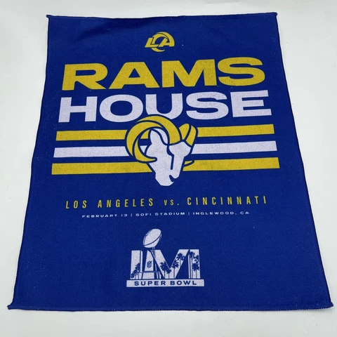Los Angeles Rams LA 2022 Superbowl LVI Rams House Rally Towel 2/13/22.  18”X15” Cover