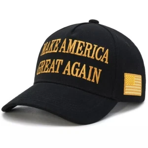 Embroidered MAGA Hat Trump Never Surrender Black Gold Adjustable Cap - Picture 1 of 6