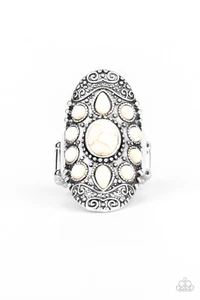 Paparazzi -Stone Sunrise Ring - Stone Age Stunner Bracelet White Set - Picture 1 of 4