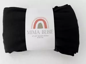 BRANDNEU MIMA BEBIE 47"" X 47"" SCHWARZ WATSCHDECKE UND MÜTZE SET FÜR BABY - Bild 1 von 2