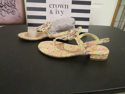 NUEVAS Sandalias Niñas Amarillo y Rosa Corona e Hiedra Pétalos Pintados, 4 Foto 1 de 3