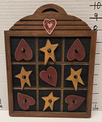 Tic Tac Toe Board/Wooden/5 Stars/5 Hearts/Rustic Styled Game/ 8"X10" - Image 1 of 4