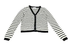 Old Navy Minimalist SoSoft Lite Pointelle Cardigan Sweater Black Stripes Small - Bild 1 von 5