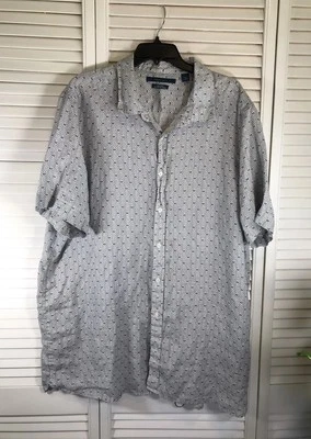 Perry Ellis Shirt Mens 2XLT Linen Cotton Casual Button Up Short Sleeve Geometric - Image 1 of 4