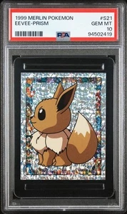 PSA 10 1999 Merlín Pokemon Eevee Prisma Pegatina #S21 - Imagen 1 de 2