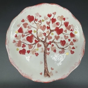 Pier 1 Imports Valentine’s Heart Tree Salad Plate Scalloped Ironstone 9 inch - Picture 1 of 11