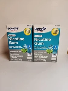 Equate Coated Nicotine Gum Cool Mint Flavor 2mg 100ct. Box (Lot Of 2 Boxes) - Picture 1 of 6