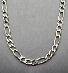 Arguron Sterling Silver Figaro 7.2mm Chain Necklace 15" Italy 925 EverSilver 26. - Picture 1 of 10