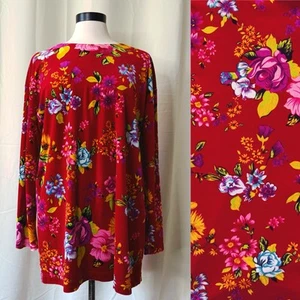 Vintage 90s Carole Little Sport Velvet Floral Madonna Inn Print Top / Mini Dress - Bild 1 von 8