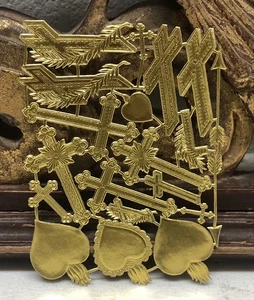 Set frecce e cuori con ritagli di croci in rilievo fustellati oro - L12 - Foto 1 di 4