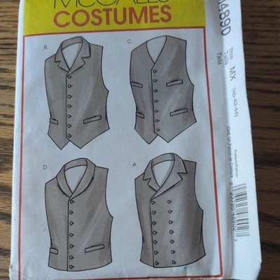 Men's Vintage Lined Vest Sewing Pattern  Size 40-42-44 McCall 4890 UNCUT 4 views - Image 1 of 4