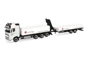 Herpa 319119 Volvo FH GL 2020 camión plataforma 4 ejes con remolque tándem de plataforma baja... - Imagen 1 de 1