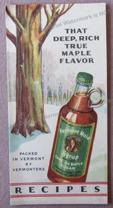 Vtg 1930 Vermont Maid Syrup Cane + Maple Sugar Recipe Booklet Old Time Flavor - Picture 1 of 5