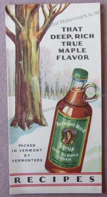 Vtg 1930 Vermont Maid Syrup Cane + Maple Sugar Recipe Booklet Old Time Flavor - Image 1 of 4