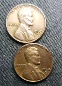1964 D penny and 1962 D penny gold toned - Picture 1 of 5