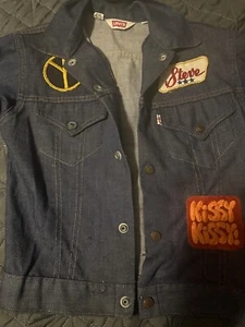 Vintage Levi's Denim Blue Trucker Jean Jacket Size Youth Kids Size 12 White Tab - Picture 1 of 6