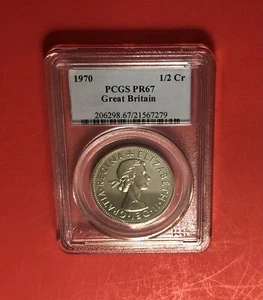 1970 - GROSSBRITANNIEN - 1/2 KRONE. MÜNZE, BEWERTET VON PCGS PR 67. - Bild 1 von 4
