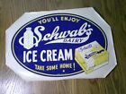 Grand autocollant de fenêtre autocollant vintage crème glacée laitière Schwab's non utilisé Z85