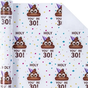 Funny 30th Birthday Gift Wrapping Paper - Mini Roll - 17 Inch X 33 Feet - Holy!! - Picture 1 of 6