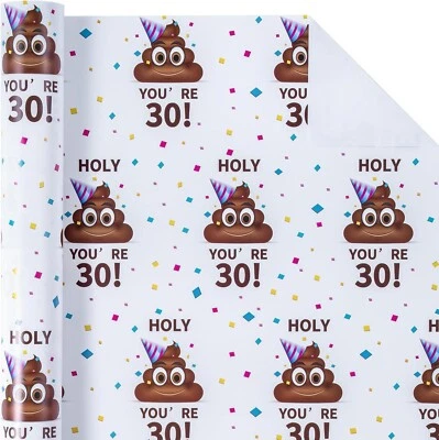Funny 30th Birthday Gift Wrapping Paper - Mini Roll - 17 Inch X 33 Feet - Holy!! - Image 1 of 4