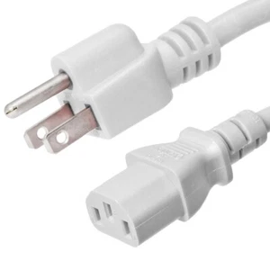 LOT DE 15 PACK 8 pieds 5-15P - C13 cordon d'alimentation blanc 18AWG 10A/1250W 125V 3 broches 2,4M - Photo 1/1