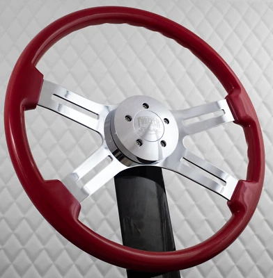 (T02) 18" Chrome Dual Classic Steering Wheel Red Wood Kenworth, Pete 1986-1997+ — 第 1/4 张图片