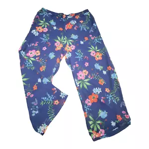 Linea by Louis Dell'Olio Crop Pull On Modern Pants Medium Sz Blue Floral Print - Picture 1 of 10