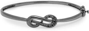 0.08ctw Black Rhodium Plated Black Diamond Ladies Infinity Loop Bangle Bracelete